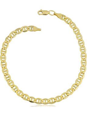 14k Gold Filled Mariner Link Chain Bracelet - 5mm, 8.5 Inch Elegant Jewelry